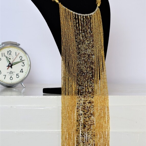 Luxurious Gold Fringe Necklace - Picture 2 of 5